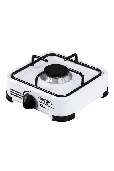 ertone Enamelled mini gas stove, Ertone MN206A, 1 burner, automatic ignition, white