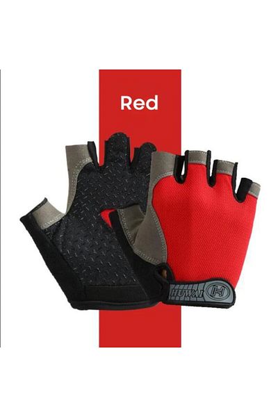 Choice M Red Gym Gloves Fingerless Gloves Anti-slip Shock-absorbing Breathable Gloves Sports Gloves For Tra