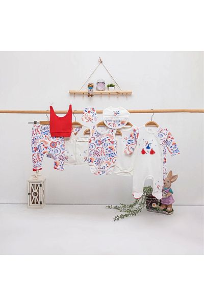 İmaj Red Lalezar Baby Girl 8-Piece Hospital Release – 100% Cotton Bodysuit Set & Newborn Baby Set