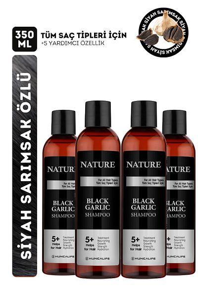 Huncalife Nature Black Garlic Shampoo, Anti-Hair Loss, Nourishing and Repairing (4 Pieces X 350 ml)