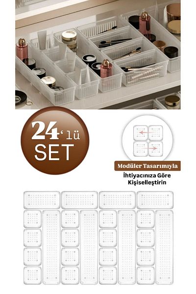 Bayev 24-Piece Drawer Accessory Jewelry and Makeup Organizer