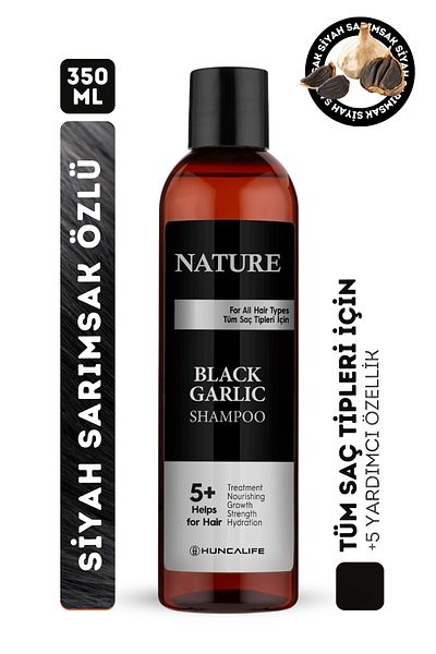 Huncalife Nature Black Garlic Shampoo, Anti-Hair Loss, Nourishing and Repairing, 350 ml