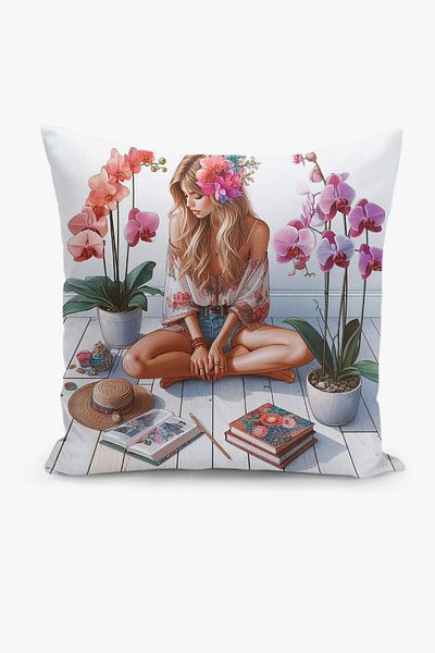 Filamente Husă de pernă cu imprimare digitală pe două fețe cu model boem (husă de pernă Bohemian)