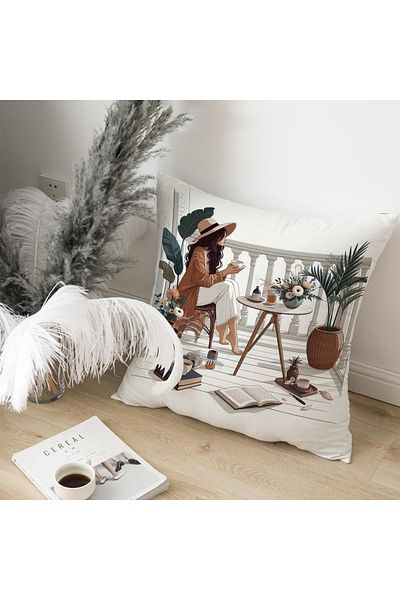 Filamente Husă de pernă cu imprimare digitală pe două fețe cu model boem (husă de pernă Bohemian)