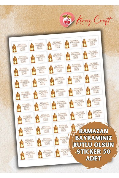 Kiraz Craft Ramazan Bayramınız Kutlu Olsun Sticker - Etiket 50 Adet