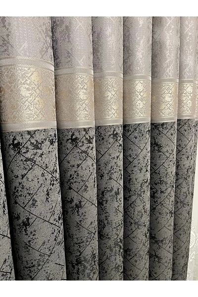 NİVEMESHOME Nivemeshome Ravello Anthracite- Gray 1/3 Dense Pleat Background Curtain Apm