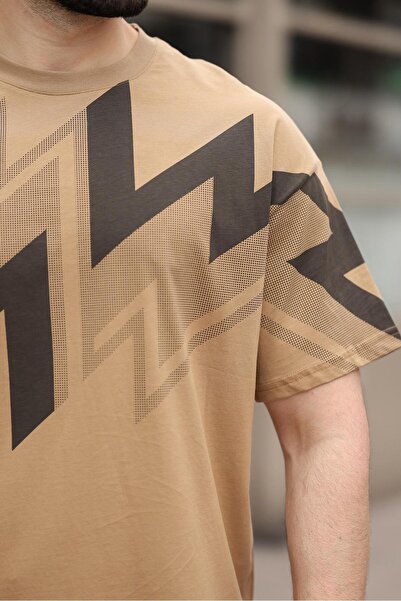 Madmext Ανδρικό T-shirt με στάμπα Cappuccino 100% βαμβάκι E7111