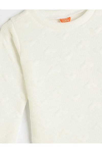 Koton Basic Sweatshirt Long Sleeve Crew Neck Textured with Heart Detail