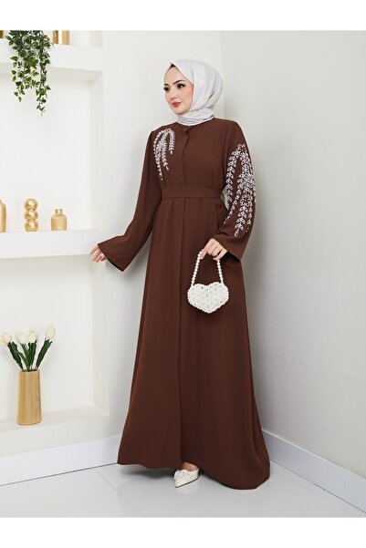 MY QILAM ΝΟ 10 FASHION STONE ABAYA TESETTÜR ΡΟΥΧΑ ΓΥΝΑΙΚΕΙΑ ΦΟΡΕΜΑ ΦΕΡΑΚΕ Καφέ 10NMR4006
