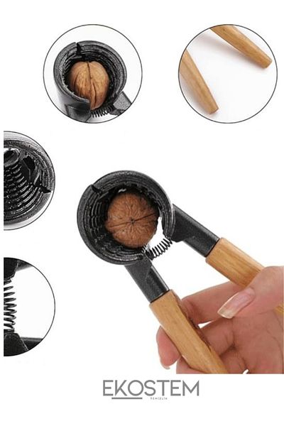 Ekostem Walnut - Almond - Hazelnut Cracker Nussknacker with Wooden Handle