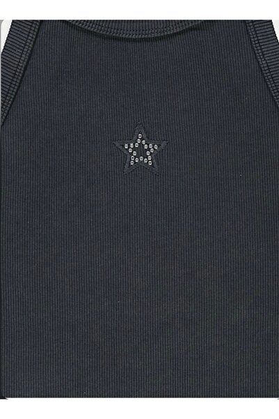 Çipil Washed Grooved Heart Hanging Neck Vest Top 2 Ki