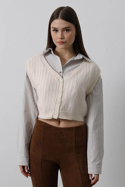 trender Cămașă de damă Stone cu dungi din tricot 34374