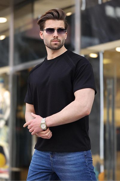 Madmext Ανδρικό T-shirt Black Crew Neck Basic E7138