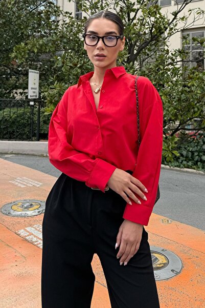 Madmext Kırmızı Basic Kadın Gömlek Mg2355