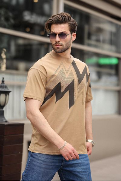 Madmext Ανδρικό T-shirt με στάμπα Cappuccino 100% βαμβάκι E7111