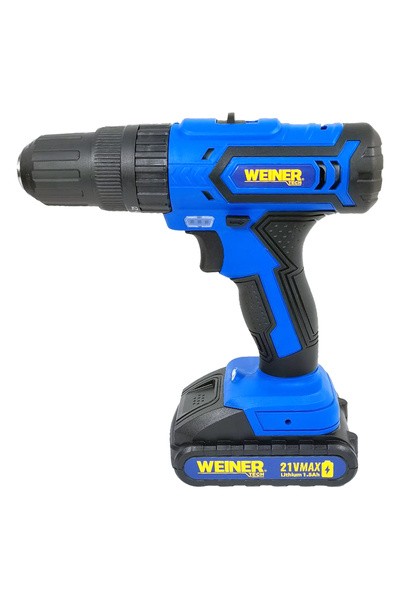 WEINER TECH مثقاب لاسلكي WEINER CD21V بقوة 21 فولت - بطاريتان ليثيوم أيون، شح...