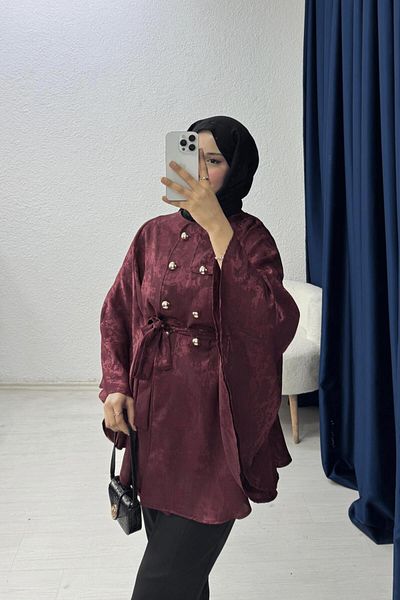 lurex moda Μπουφάν Cape με κουμπιά