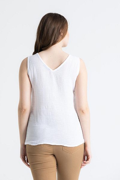 Eliş Şile Bezi Αμάνικη Melis Summer Muslin Μπλούζα Λευκή Byz
