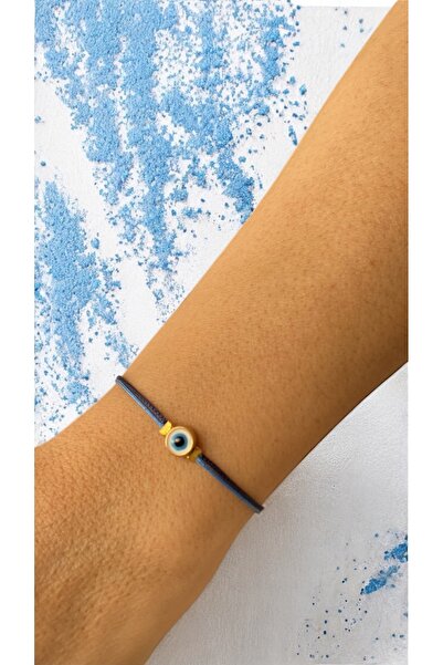 Bensei Takı Dükkanı Bensei Altın Kaplama Nazar Boncuklu Mavi Ve Lacivert Ayarlanabilir Ipli Bileklik