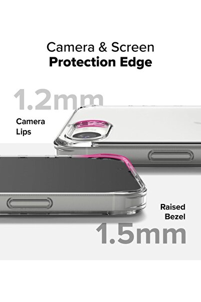 m.tk moveteck Apple iPhone 16E Case Camera Surrounds with Protruding Protection Colorless Soft Transparent Silicone Cover