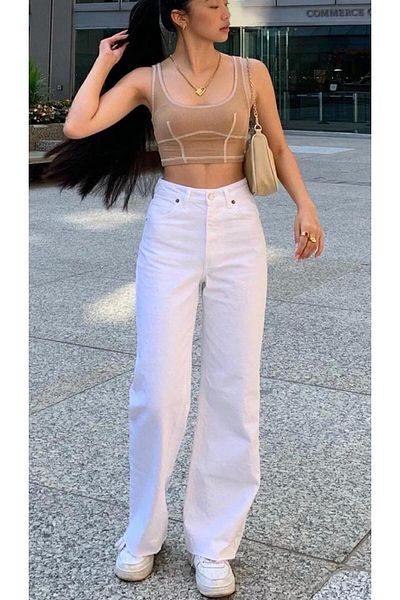 kotmodası Pantaloni de jeans cu talie super înaltă Palazzo Christian anii 90