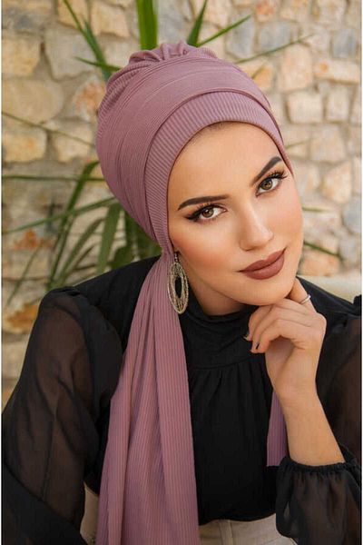 Aişe tesettür Soft Rose Dried Nude Series Scarf Bonnet