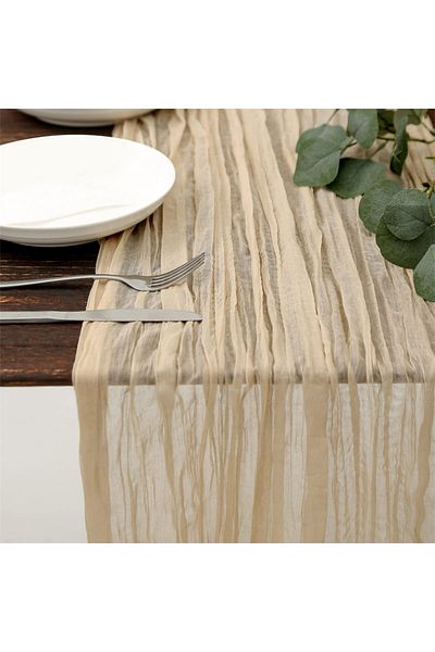 Choice 90x180 cm Beige 1PC Gauze Table Runner Cheesecloth Table Setting Dining Vintage Wedding Party Christ