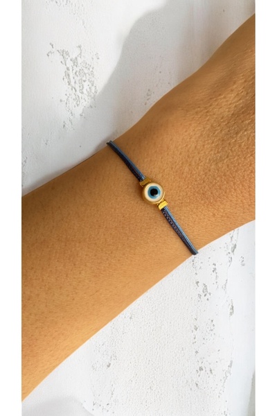 Bensei Takı Dükkanı Bensei Altın Kaplama Nazar Boncuklu Mavi Ve Lacivert Ayarlanabilir Ipli Bileklik
