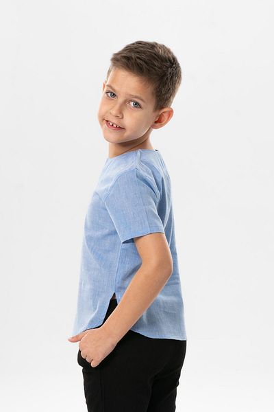 Eliş Şile Bezi Tricou cu mânecă scurtă Sile, cu decolteu, vară, pentru băiat, albastru 3032