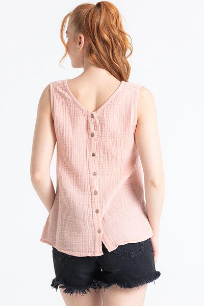 Eliş Şile Bezi Αμάνικη Melis Summer Muslin Blouse Powder Pdr