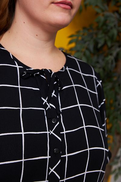 RMG Large Size Checkered Shirt - New Collar Lacing Black