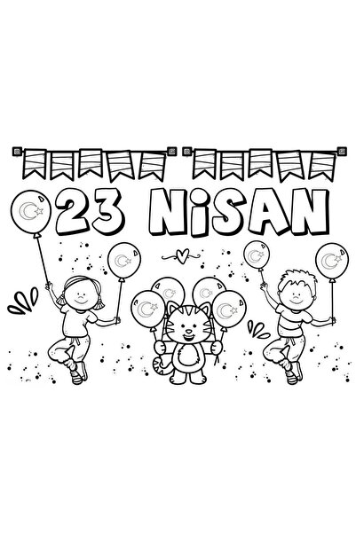 sandal hediyelik 23 Nisan Temalı A4 Boyama Kağıtları 6 Adet