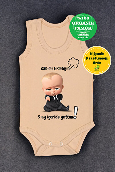 bebetospik 100% Cotton 9 Months Lying Inside Printed Bodysuit & Bodysuit