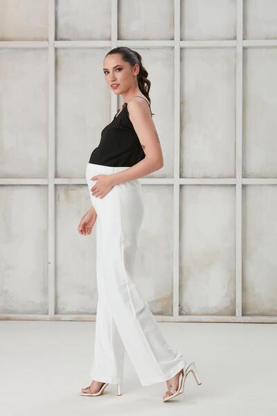 Işşıl Işşil 4510-basenden Wide Leg Maternity Twin Rope Combed Cotton Trousers