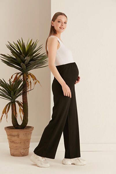 Işşıl Işşil 4510-basenden Wide Leg Maternity Twin Rope Combed Cotton Trousers