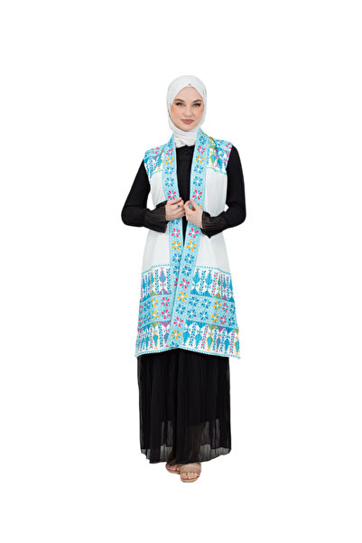 Zaytoon Αμάνικο μπλε και πολύχρωμο παραδοσιακό Παλαιστινιακό κεντημένο γυναικ...