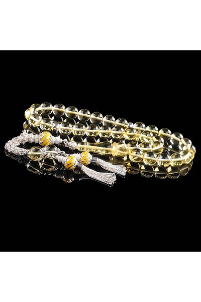 TESBİHCİBABA Water Drop Amber Rosary with Fly Fossil İmamesi