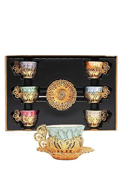 bigiyin Authentic Handmade Coffee Glass Set Coffee Cup 12 Pieces for 6 People