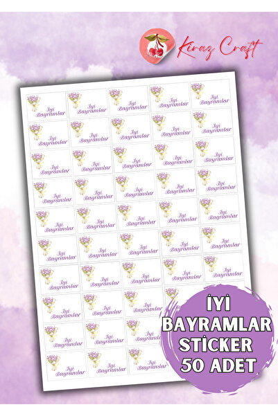 Kiraz Craft İyi Bayramlar Etiket - Sticker (50 adet)