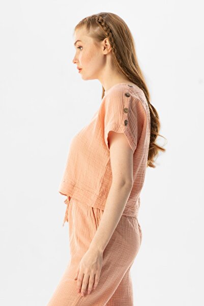 Eliş Şile Bezi Κοντομάνικη μπλούζα μουσελίνας Izel Yazlık Pdr