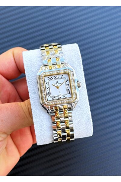 Daniel Klein ASW123-i1976DK ساعة يد نسائية مربعة اللون مزدوجة اللون