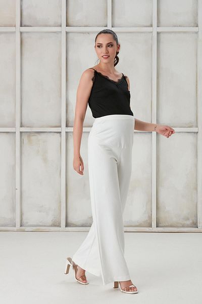 Işşıl Işşil 4510-basenden Wide Leg Maternity Twin Rope Combed Cotton Trousers