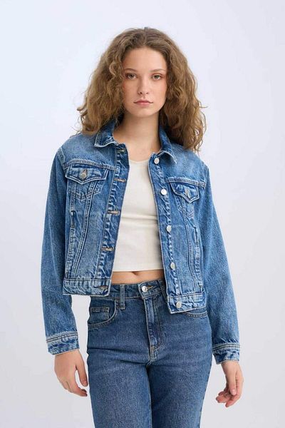 DeFacto Jachetă de jeans cu croială normală de sezon nou
