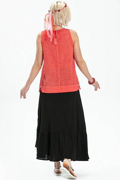 Eliş Şile Bezi Sleeveless Poplin Zeyno Summer Blouse Mercan Mrcn