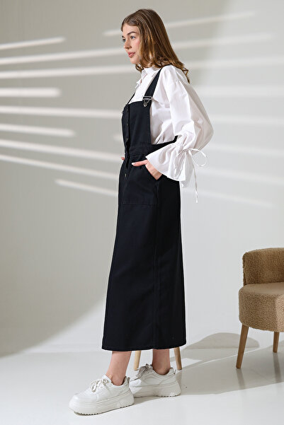 ensade Denim Salopet Dress - Button Detail