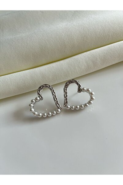 Nilsu Jewellery Accessory İnciLİ Kalp Detaylı Kadın Küpe