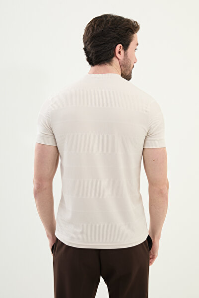 Mcr Ανδρικό μπλουζάκι με σχέδιο Slim Fit Crew Neck Beige - 36849.25Y
