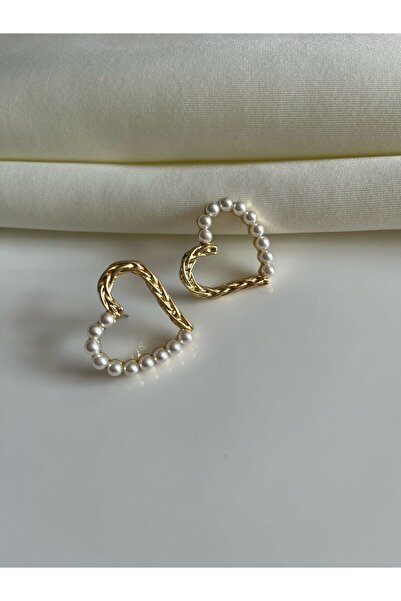 Nilsu Jewellery Accessory İnciLİ Kalp Detaylı Kadın Küpe