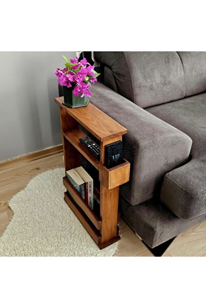 Tekir Store evinizi güzelleştirin Yan Sehpa Ceviz Rengi Orijinal Çam Ağacı Te...