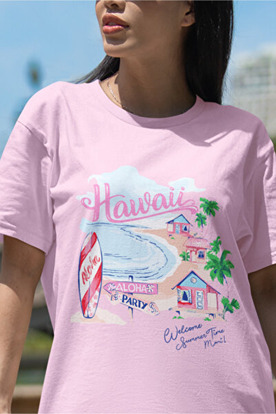 SUNFREE POPULARNA ŽENSKA MAJICA SA HAVAJSKIM PRINTOM Oversize kroj